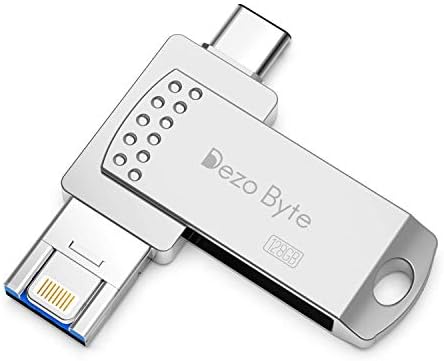USB Flash Drives Memory Stick 128GB Photo Stick External Storage DEZOBYTE Thumb Dirve 3in1 Compatible iPhone iPad iOS MacBook USB C Android and PC (128GB-Silver)