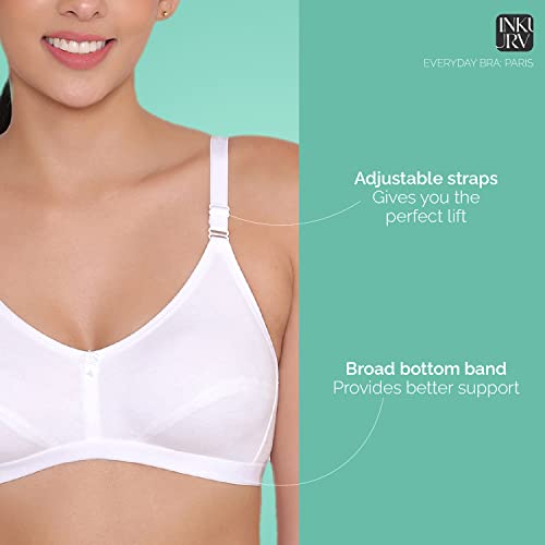Image of INKURV Everyday Bra for Women's and Girls | Non Padded | Non Wired | Full Coverage Bra in Rich Cotton Fabric - Paris | Combo of 2 |
