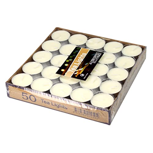 Gogogmee 50pcs Smokeless Candle Unscented Candles Flameless Tea Lights Party Candle Beeswax Tealight Candles Valentines Day Decor Fragrance Candles Scented Tea White Paraffin Wedding