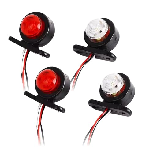MxyVrix Conjunto de 4 Luces LED Lámpara Lateral Marcador Indicador, para Camiones Remolque, Luces rojas y blancas 12V 24V, Iluminación de Posición de Alta Visibilidad y Seguridad Vial