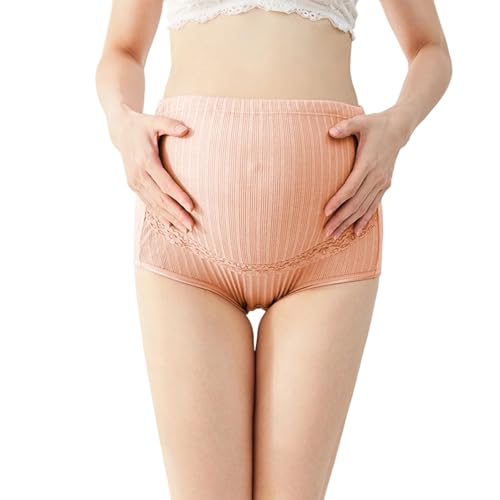 Generisch Bragas de maternidad de corte alto con soporte abdominal, suaves, transpirables, elásticas, ajustables, con encaje, cómodas, sin costuras, para posparto, naranja, 4XL