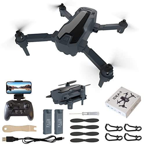 Mini Drone con Camara 1080P para Niños/Adolescente Adultos, IDEA11 2.4GHz WiFi FPV Dron, Posicionamiento de Flujo óptico, Cámaras Dobles, 68g Quadcopter Plegable para Principiantes, con 2 Baterías