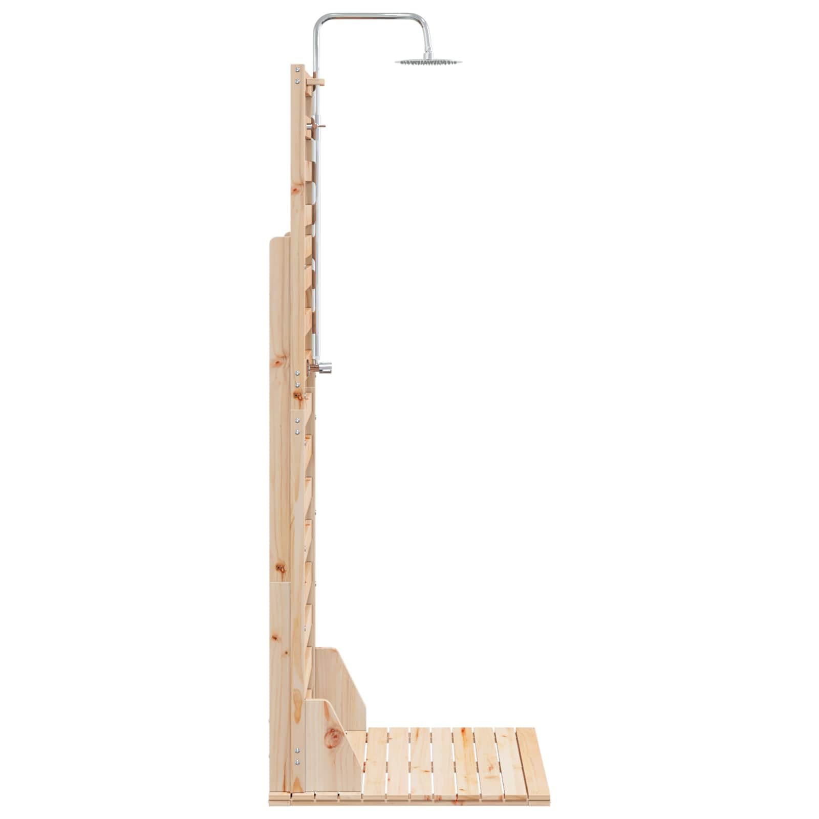 vidaXL Ducha Exterior 225 cm Madera Maciza de Pino y Acero Inoxidable