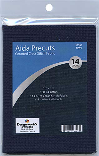Image of 14 Count Aida Fabric Pre-Cut for Counted Cross Stitch - Navy