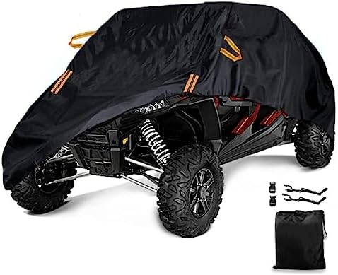 UTV Cover Waterproof Heavy Duty 4-6 Seater Cover Black Oxford Cloth Protection UTV Covers for Polaris RZR Mahindra Can-Am Defender All Weather Side by Side Cover UTV Accessories