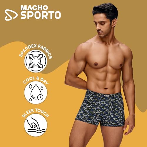Image of sporto Macho Men's Trunk Underwear | Outer Elastic Soft and Durable Waistband | Soft Waistband | Breathable Comfortable Innerwear | Pack of 1 | Color May Vary
