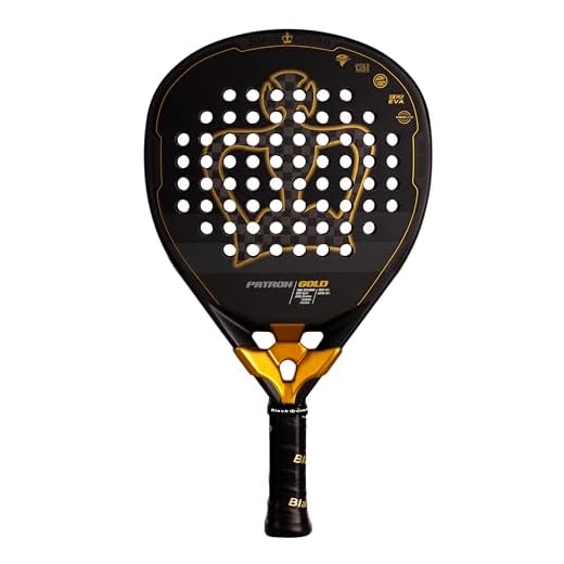 Black Crown - Pala Patron Gold, Forma Híbrida, Goma 3XPlay EVA Dual, Doble Tubular Carbono 100%, Carbono 12K + Unidireccional, Control y Potencia, Tecnología Vibralow, Alta Durabilidad