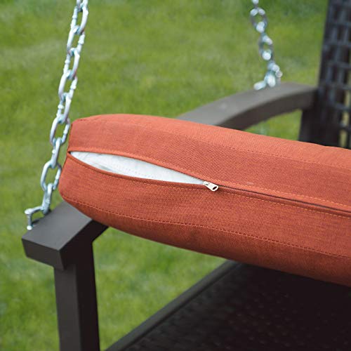 Image of Carry Bird Rattan Wicker Resin Two Seater Sofa Swing For Adults | Garden & Outdoor Hammock Double Swing With Cushions For Kids | Porch Swing Hanging Chair With Cushion & Iron Chains | Jhula | 2 Seater Sofa Swing | All Weather /Balcony /Patio /Indoor /Backyard /Porch /Yard /Outdoor Furniture | Dark Brown Swing-Rust Cushion