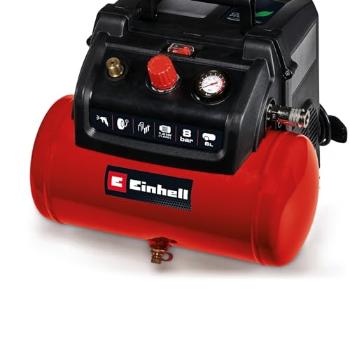 Einhell 6L Oil-Free Air Compressor With Spray Gun - 8 Bar, 116 PSI, 240V, 1200W Service-Free Motor, Pressure Reducer, Safety Valve - TC-AC 190/6/8 OF Small Compressor For Workshops, 3 Year Warranty 7 Einhell 6L Oil-Free Air Compressor With Spray Gun - 8 Bar, 116 PSI, 240V, 1200W Service-Free Motor, Pressure Reducer, Safety Valve - TC-AC 190/6/8 OF Small Compressor For Workshops, 3 Year Warranty - Image 7