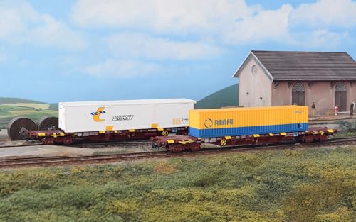 Electrotren HE6080 RENFE, 4-axle container wagon MMC3, with refer container "Transporte Combinado", oxid red, ep. V - Image 2