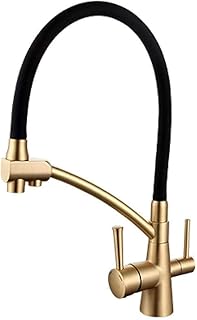 MFLASMF Robinets de Cuisine Robinet Robinets de Cuisine avec Filtre Extraction de l'eau Mélangeur monté sur Le Pont Robinet Froid et Chaud Tube PVC en Silicone Souple Noir -G4398-1_as_Show