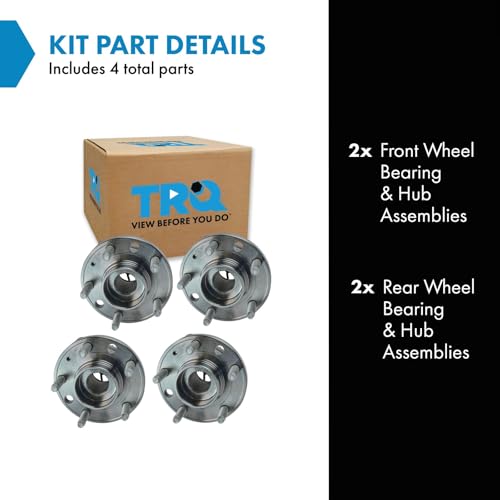 Image of TRQ Front and Rear Wheel Bearing and Hub Assembly Set 4 Piece Compatible with 2006-2009 Pontiac Solstice 4 Wheel ABS 2007-2010 Saturn Sky