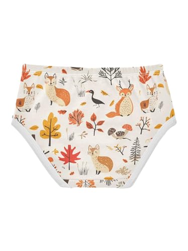 ZZKKO Orange Autumn Forest Animals Girls Underwear Toddler Panties for Girls Comfort Brief Size 2-8T2