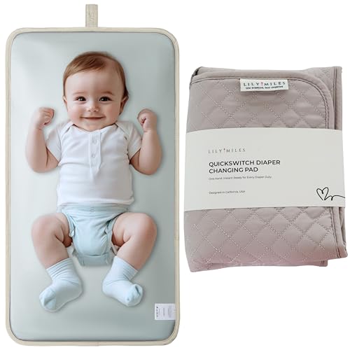 Lily Miles Diaper Changing Pad Portable, Baby Changing Mat with Magnetic Latches, Travel Pad for Diaper Bag, Baby Essentials, Wipeable & Waterproof...