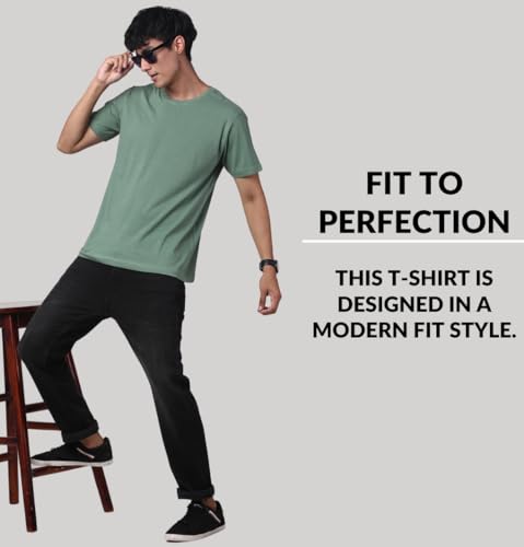 Image of ADRO Men's Cotton Regular Fit Combo Plain Solid T-Shirt Pack of 2