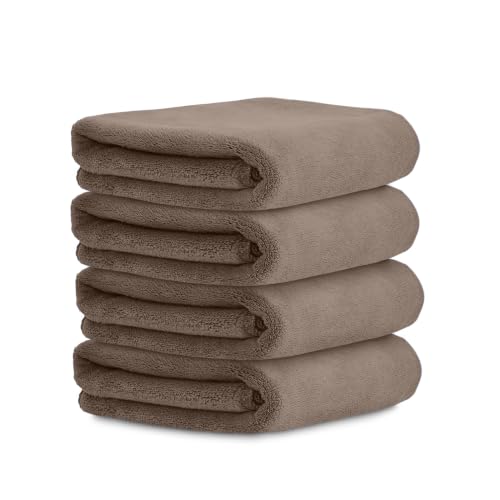Image of HOUSSE Microfiber Face Towels | Ultra Absorbent, Odour-Free, Quick Dry 450 GSM Face Towel for Home, Gym, Travel, Running & Personal Use | 30x30 cm | Set of 4 in One Colour (Rustic Chestnut, Pack of 4)