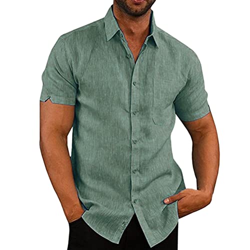Onsoyours Leinenhemd Herren Kurzarm Einfarbig Sommerhemd Regular Fit...