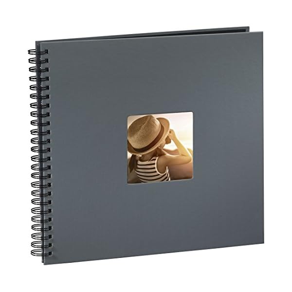 Hama Fotoalbum Jumbo 36x32 cm (Spiral-Album mit 50 schwarzen Seiten, Fotobuch mit Pergamin-Trennblättern, Album zum Einkleben und Selbstgestalten) grau