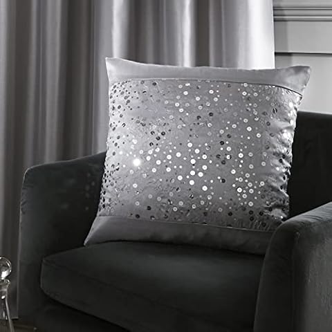 Catherine Lansfield Glitzy Sequin 43x43cm Cushion Silver Grey Cover