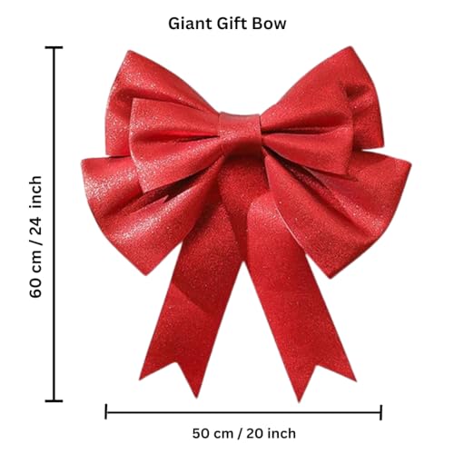Image of OASIS Valentine's Day Decorative Red Gift Bow | DIY Festive Ribbon Bow for Gift Packing, Car Decoration, Home, Party, Wedding, Anniversary, Valentine Romantic Decor (50 x 60 cm)