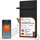 Termoplaza Toallero Eléctrico WiFi Baño Infrarrojo 270 Vatios hasta 7m2 - Radiador Eléctrico Bajo Consumo - Infrarrojo Calefacción - Radiador Toallero Negro - Calefactor Bajo Consumo