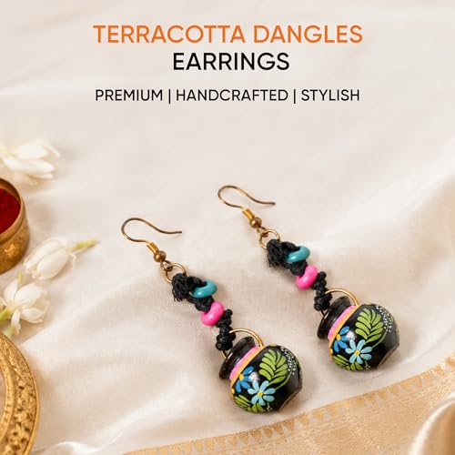 Image of Handcrafted Boho & Tribal Earrings for Women - Wooden, Brass & Terracotta Statement Designs in Drop, Hoop, Loop & Dangle Styles