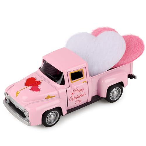 Lemicin Valentine's Day Mini Metal Farm Truck with Pink and