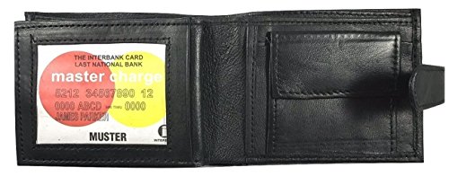 Dangerous Threads Genuine Black Leather Snap Close Bifold Wallet with Coin Purse #7913