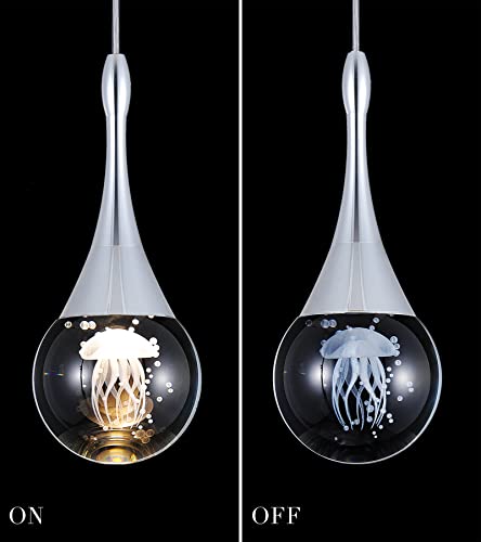 Amzasa Teardrop Pendant Light Chrome Led Modern Globe Hanging Light Fixtures Dimmable K9 Crystal Ball Jellyfish Art Decor For Kitchen Island Bar Bathroom 3 Packs #TOP6