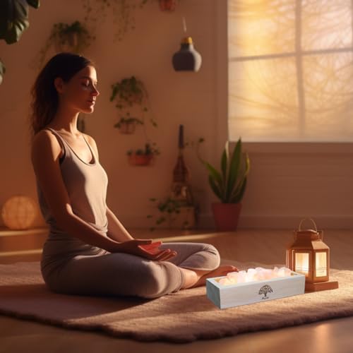 Image of Himalayan Salt Lamp Diffuser - 300g Pink Salt with Wood Base, USB Powered, Warm Light for Aromatherapy, Relaxation, Meditation, Home Decor, Gifts