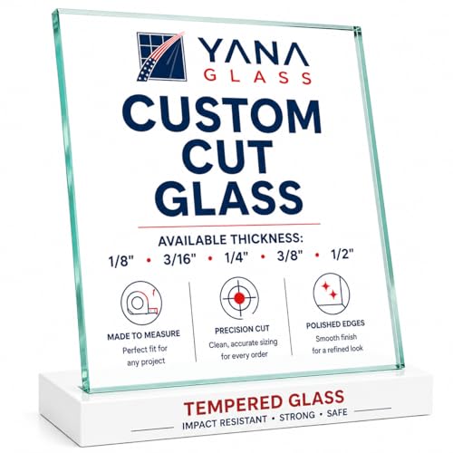 Custom Cut to Size Glass Panel | Tempered & Annealed | 1/8 3/16 1/4 3/8 1/2 Thick | Glass Table Top Glass Shelves Cabinet Door Inserts Windows | Polished or Seamed Edges | 2-Day Production