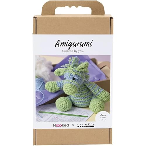 Paquete de ganchillo amigurumi zebra azul claro con instrucciones claras para evitar fallos 1