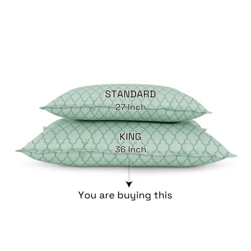 Image of Wakefit 100% Cotton Pillow Cover Set of 4 | 200 TC Soft & Breathable Pillow Cases | King Size 19 x 36 Inch | Skin Friendly, Durable & Gentle Machine Washable | Booke