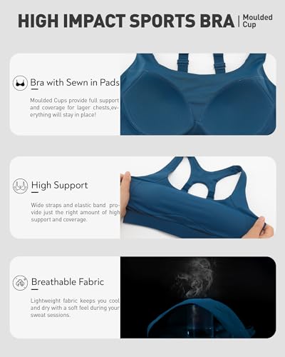 Image of RUNNING GIRL Sports Bras for Women High Support, Adjustable Straps High Impact Racerback Bra with Hook Closure Molded Cup
