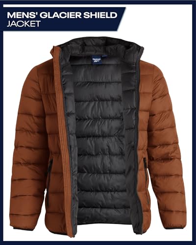 Image of Reebok Mens Puffer Jacket - Lightweight Quilted Glacier Shield Plus Size Puffer Jackets for Men - Insulated Mens Winter Coats