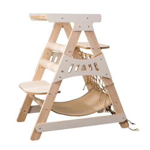 GUANGBY 室内猫用キャットツリー 大型キャットクライミングフレーム 三角形デザイン 複数の猫が遊んだり寝たりできる 無垢材使用 安定した構造 多機能 角丸加工 多ステップ 階段付き 省スペース 組み立てが簡単 宇宙船ボウル クリアボウル 遊び場