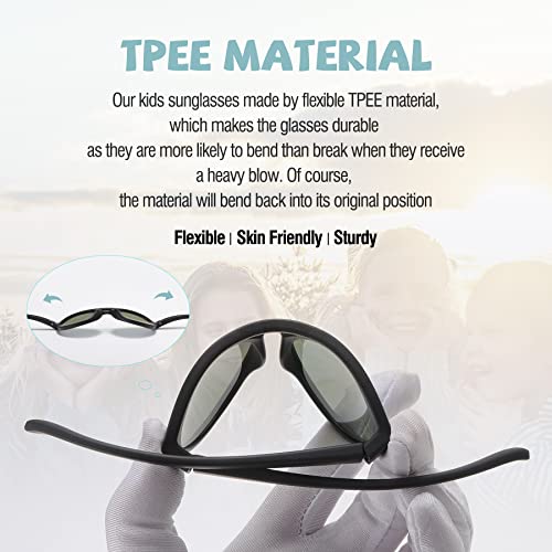 DUCO Sunglasses for Kids Boys Girls UV Protection Vintage Flexible Safety Polarized Sun Glasses with Strap DK0304