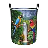 Panier à Linge Perroquets, Arras et Cascade Panier de Rangement Rond Jouets Paniers à Linge Portable Panier à Linge pour Chambre Salle de Bain Maison 40 x 50 cm