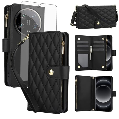 Protection Mi 14Ultra 5G Asuwish avec étui cuir portefeuille et verre