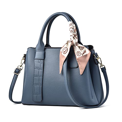 Sac portés main bleu mode en PU cuir avec pochette sac epaule et grand volume