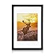 bomoe 18er Bilderrahmen Set – 6x 10x15 cm, 4x 13x18 cm, 4x 18x24 cm, 4x 20x30 cm Fotowand Bilder Set Holz & Kunststoffglas Holzbilderrahmen mit Passepartout Schwarz