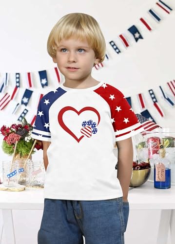Image of CAZYCHILD Girls 4th of July USA Shirt American Flag Patriotic T-Shirt Independence Day Outfit for Kids 5-14Years
