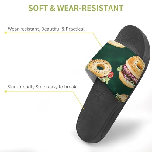 Bagel Sandwiches House Slippers for Women Men Personalized Shower Shoes Sandals Slides3