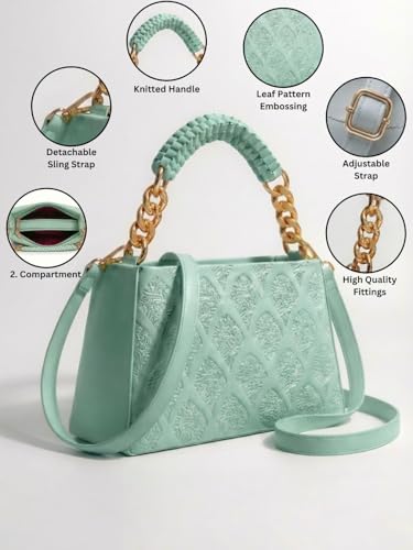 Image of LIKE STYLE Women's Embossed PU Sling Bag | Dual Compartment Shoulder & Crossbody Bag with Braided Handle | Stylish Handbag for Office & Casual Use | Durable Material