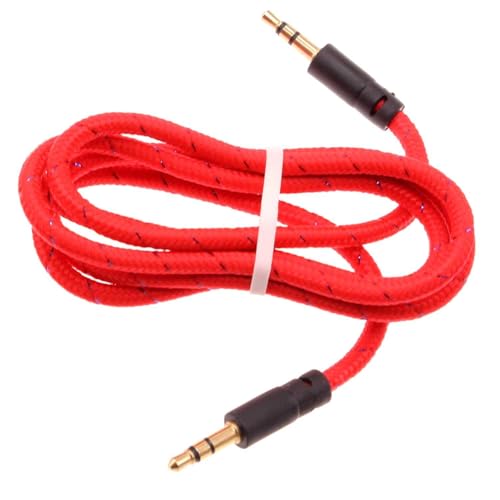 Aux Cable 3.5mm para Car Stereo Braided Rojo 1 metro