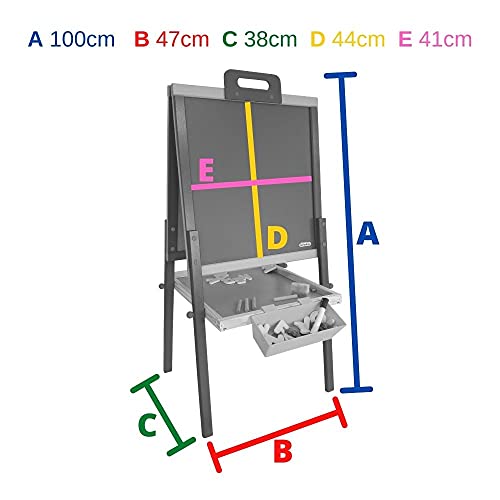 Lousa Magnética Infantil Cavalete Dobrável Giz Caneta 3 em 1 Carimbras
