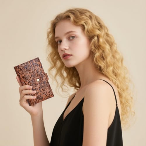 Image of GOIACII Women's Wallet RFID Blocking Leather Trifold Credit Card Holder