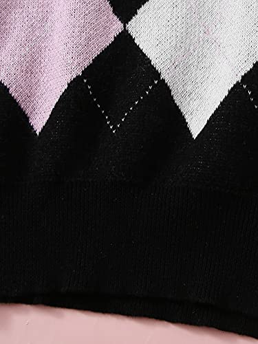 Makemechic Girl's Cute Preppy Argyle Strawberry Sweater Vest Cardigan Black 11-12Y #TOP3