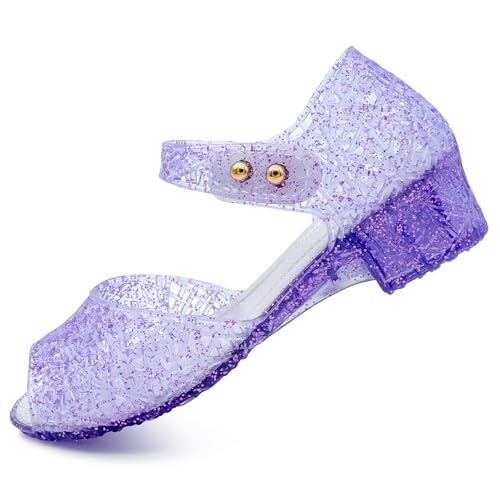 Image of techcity Princess Girls Sandals Dress Up Dance Party Cosplay Jelly Shoes for Kids Toddler Mary Janes