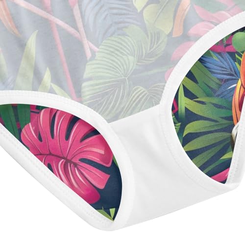 Tropical Leaves Flamingo Green Girls Panties, Toddler Panties, Cotton Underwear for Girls, 2–8 Years4